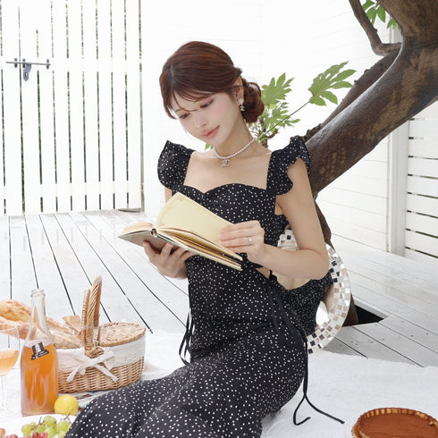 Random dot mermaid long dress